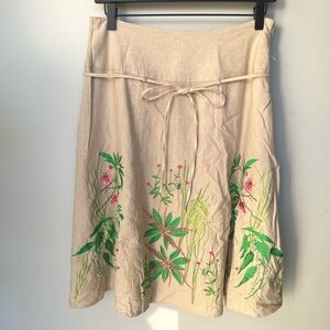 Saint Tropez West Women's Tropical Embroidered Knee Length Floral Skirt - size 6
